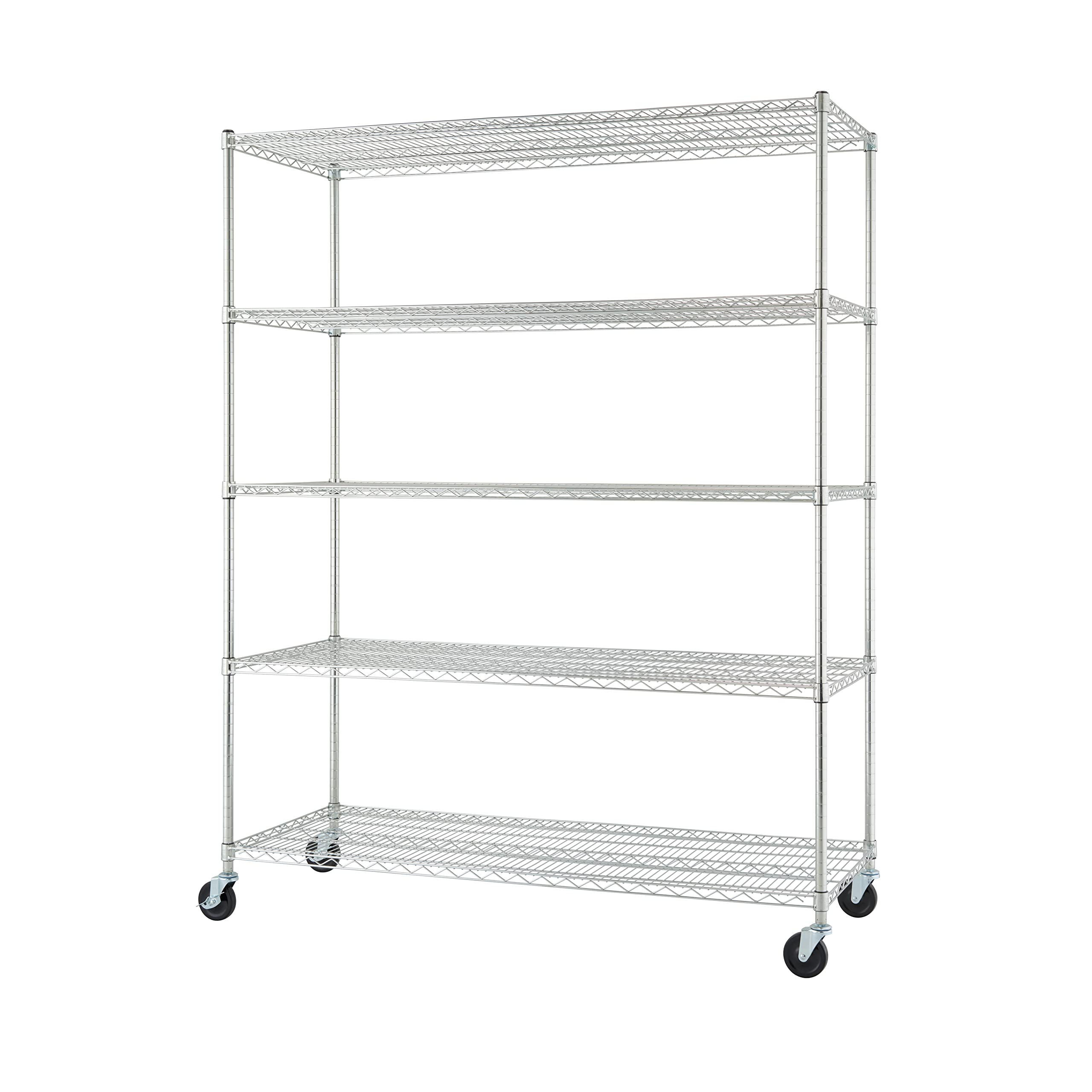 TRINITY BASICS TBFC-0931 5-Tier Adjustable Wire Shelving with Wheels for Kitchen Organization, Garage Storage, Laundry Room, NSF