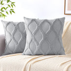 Decoruhome Throw Pillow Covers 24X24 Inch Set Of 2, Soft Plush Faux Fur Wool Grey Couch Pillow Covers, Decorative Pillow Cases For Bed Sofa Living Room Home Decor