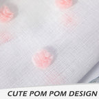 Mysky Home Pom Pom Sheer Curtains For Girls Bedroom Pink Curtains For Nursery 84 Inch Long Living Room Curtains 2 Panels Light Filtering Rod Pocket Semi Window Drapes 52 X 84 Inch