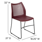 Flash Furniture Hercules Series 661 Lb. Capacity Burgundy Stack Chair With Air-Vent Back And Black Powder Coated Sled Base