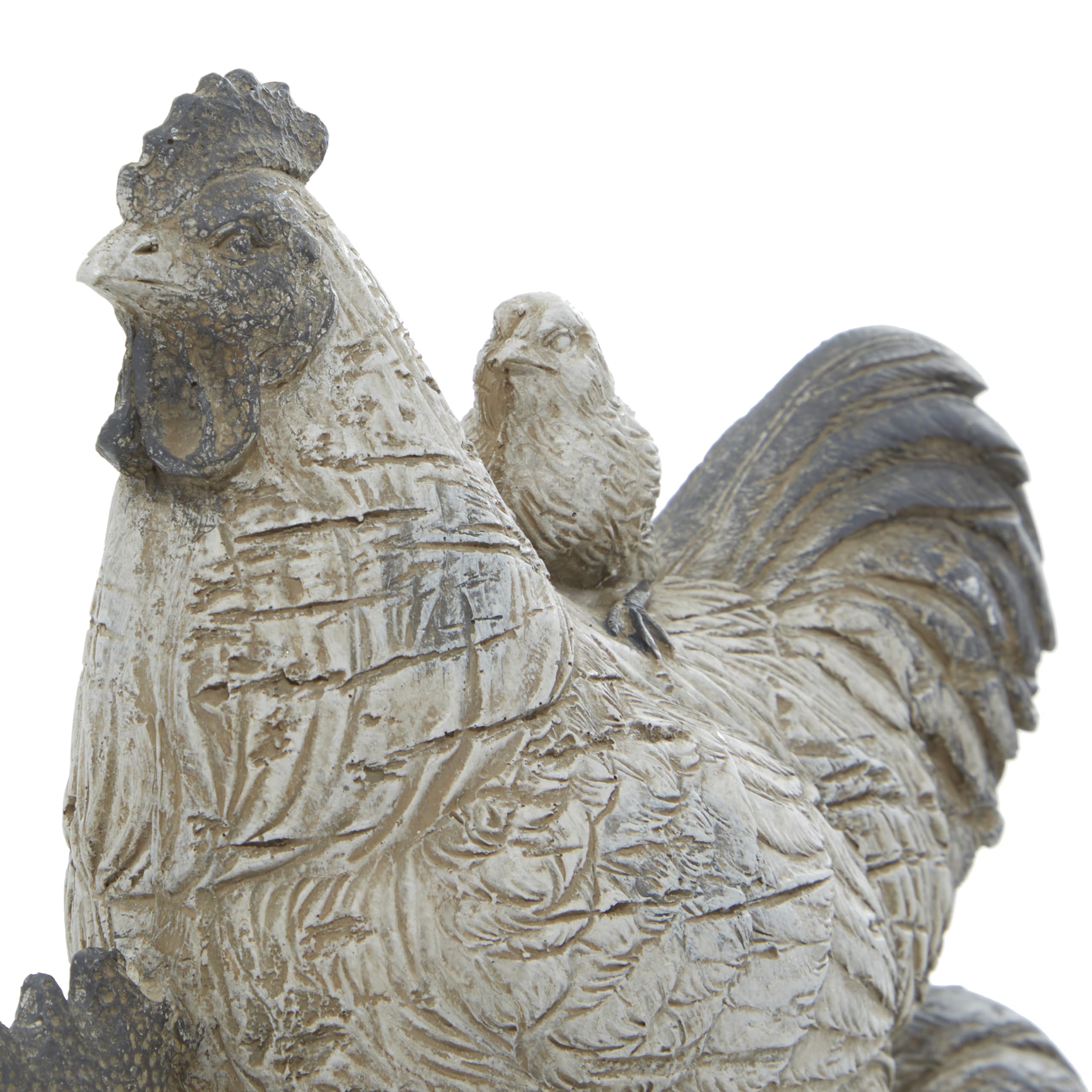 Deco 79 Polystone Rooster Decorative Sculpture Home Decor Statue, Accent Figurine 8'' X 5'' X 12'', White