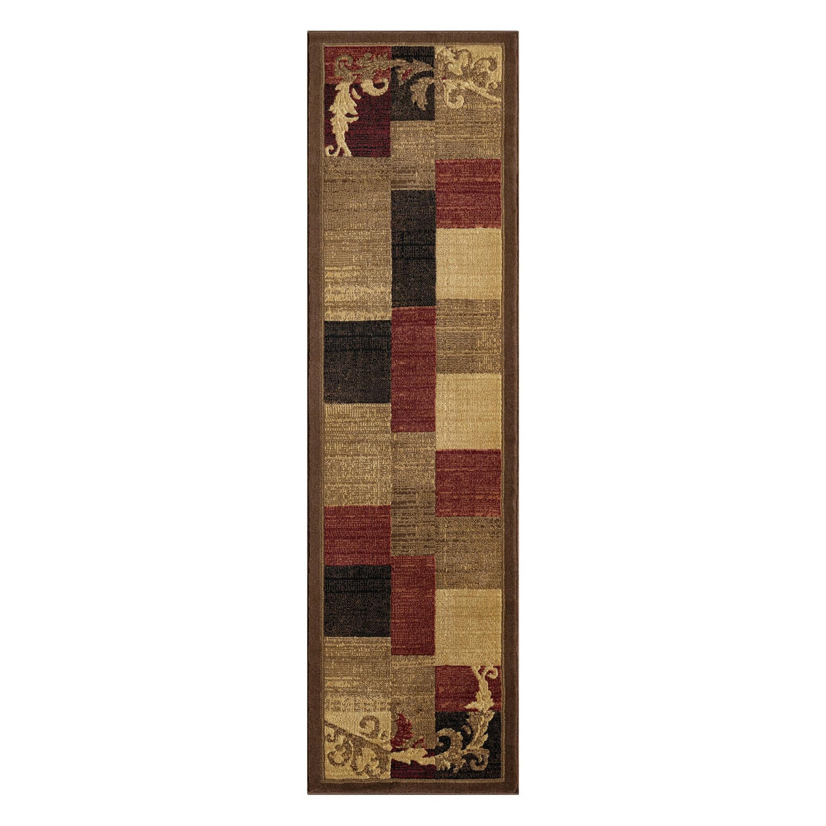 Home Dynamix Catalina Pierre Contemporary Modern Runner Rug 19x72 Geometric Brown Red/Brown