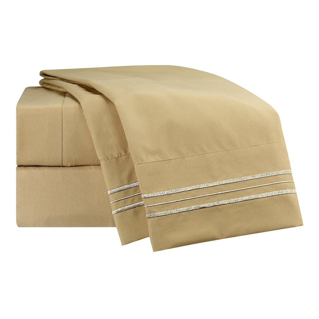 Clara Clark Premier 1800 Series 4Pc Bed Sheet Set - Queen, Camel Gold