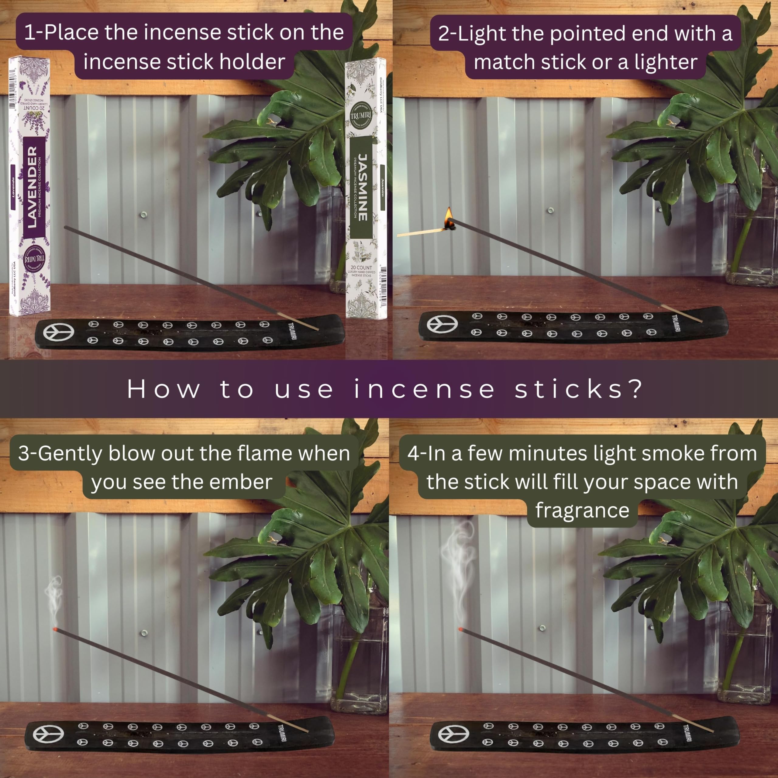 Trumiri Incense Sticks - Combo Pack Of 40 Insence-Sticks - 20 Lavender + 20 Jasmine - Insenses - Insents - Incents - Inscense -