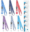 Roadplum 6 Pack Cruise Lanyards Set For Ship Cards, With Retractable Badge Reel Id Card Holders, Sea-Themes Pattern For All Crui