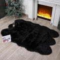 linmopm Faux Fur Rug Sheepskin Shag Fluffy Fuzzy Black 4x6 ft Rugs for Bedroom Bedside Bed Floor Living Room Plush High-Density 