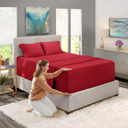 Nestl Extra Deep Pocket Sheets - Fits Mattress 18-24 Inches Deep, Extra Deep Pocket California King Size Sheets, 4 Piece Cal King Sheets, Cal King Sheets Deep Pocket, Burgundy Red