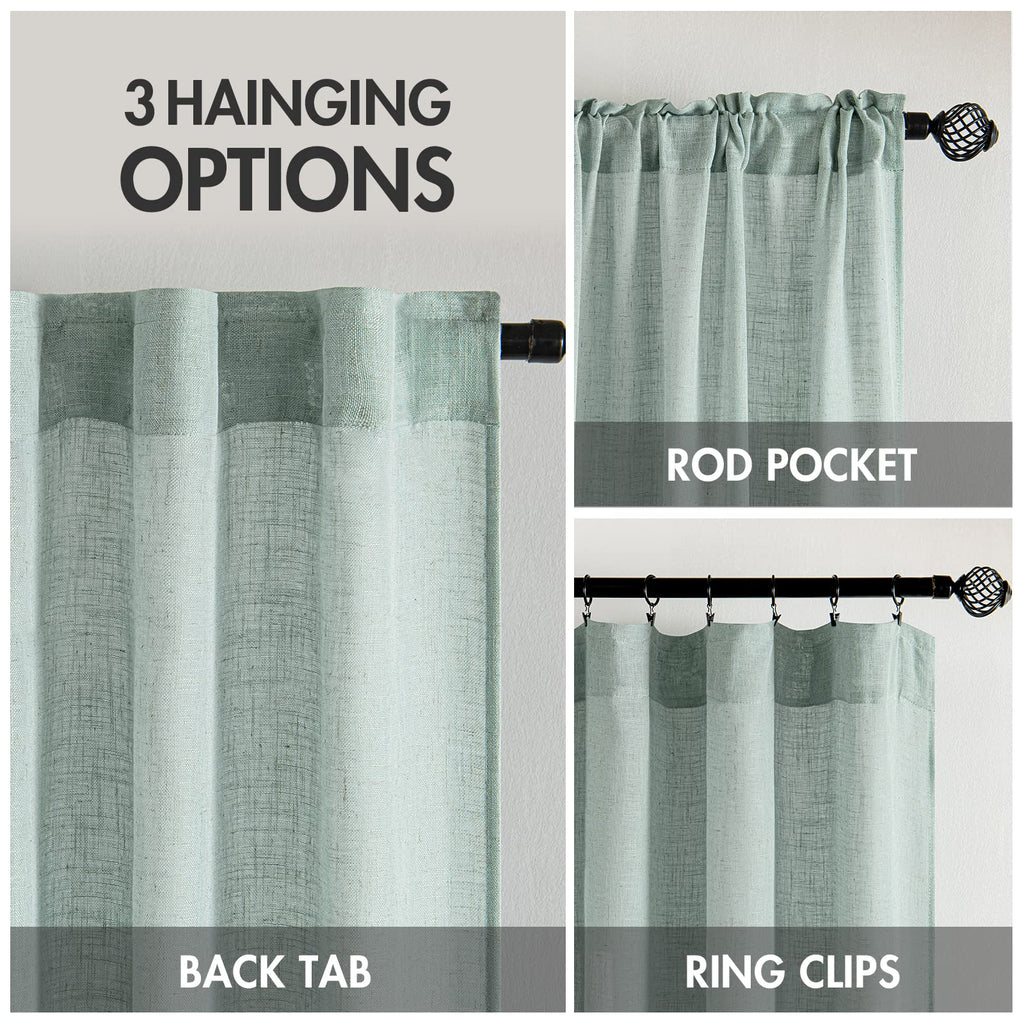 Miulee Dusty Blue Linen Curtains 84 Inch Length 2 Panels For Bedroom Living Room, Soft Thick Linen Textured Window Drapes Semi Sheer Light Filtering Back Tab Rod Pocket Burlap Look, 37X84 Inches