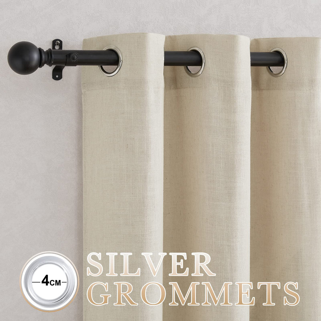 Nicetown Living Room Curtains Linen Blend 95 Inch Long, Grommet Semi Sheer Privacy Assured With Light Filtering Semi Sheer Drape