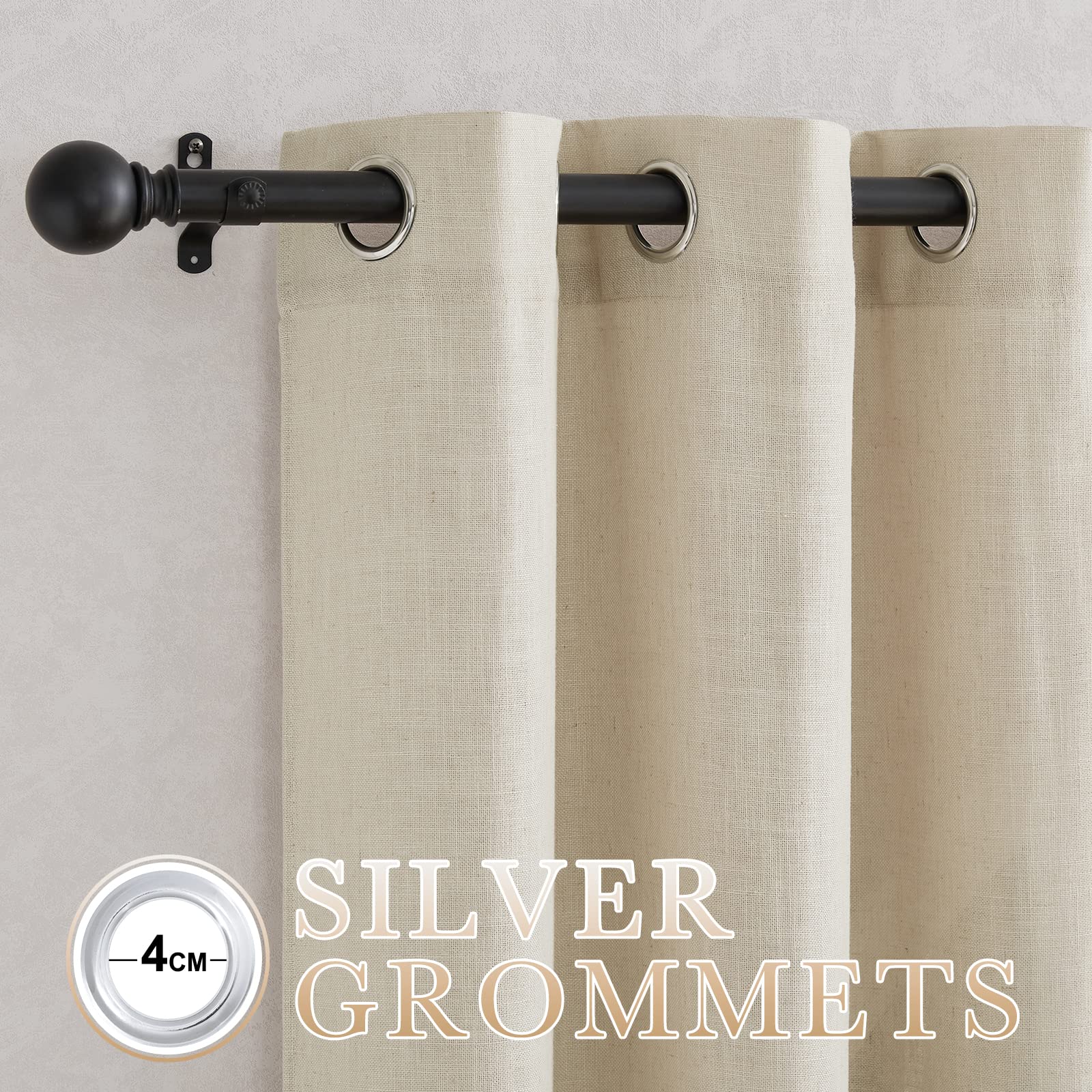 Nicetown Living Room Curtains Linen Blend 95 Inch Long, Grommet Semi Sheer Privacy Assured With Light Filtering Semi Sheer Drape