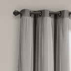 Lush Decor Sheer Grommet Curtains With Insulated Blackout Lining, Window Curtain Panels, Pair, 38'W X 63'L, Dark Gray - Curtai
