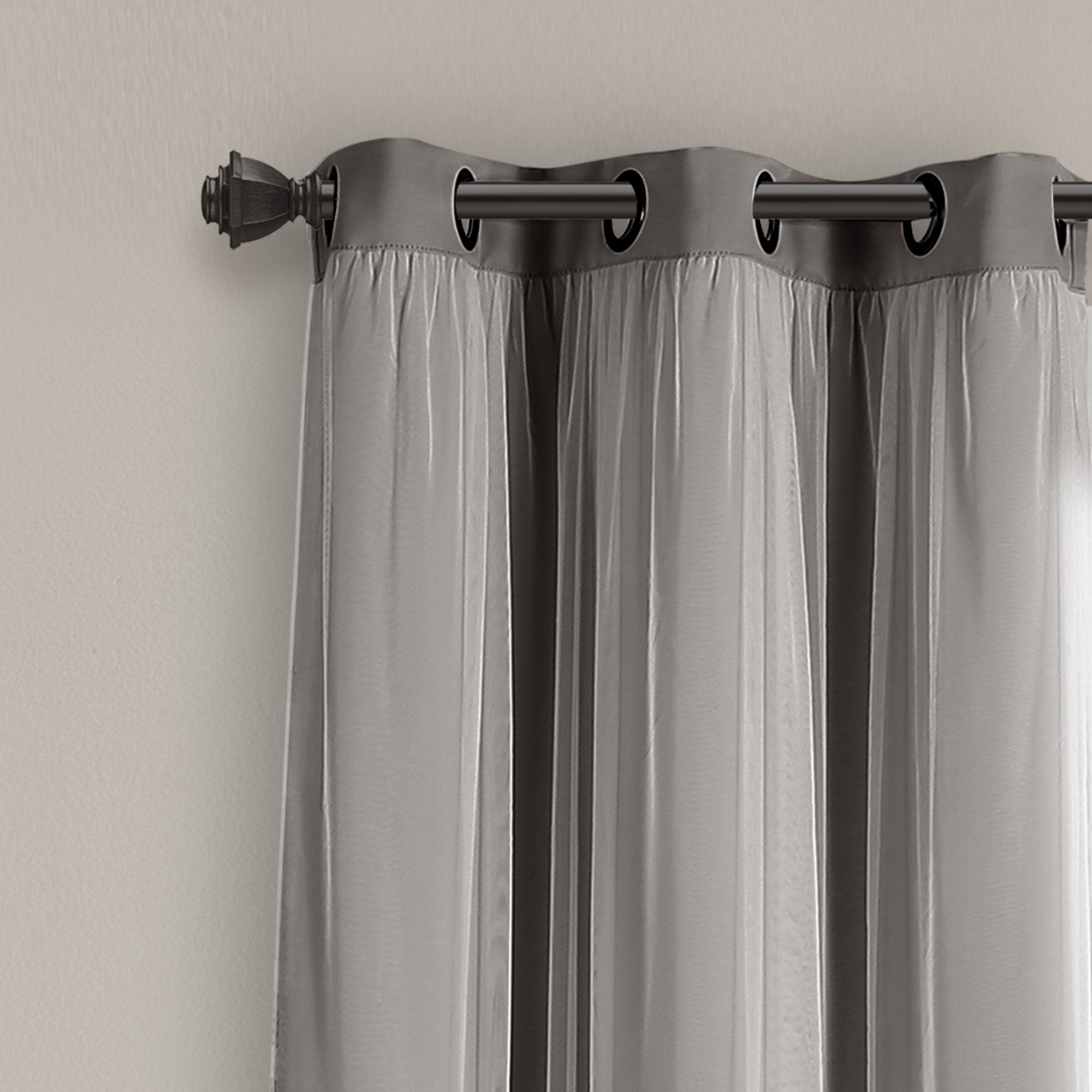 Lush Decor Sheer Grommet Curtains With Insulated Blackout Lining, Window Curtain Panels, Pair, 38'W X 63'L, Dark Gray - Curtai