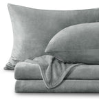 BEDELITE Flannel Sheets Queen Size Grey - Super Soft Fleece Sheets Set