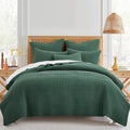 Levtex Home - Mills Waffle - Twin/Twin Xl Quilt Set - Forest Green Cotton Waffle - Quilt Size (68 X 86In.), Sham Size (26 X 20In