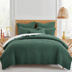 Levtex Home - Mills Waffle - Twin/Twin Xl Quilt Set - Forest Green Cotton Waffle - Quilt Size (68 X 86In.), Sham Size (26 X 20In