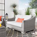Modway Conway Outdoor Patio Wicker Rattan, Loveseat, Light Gray White