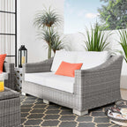Modway Conway Outdoor Patio Wicker Rattan, Loveseat, Light Gray White