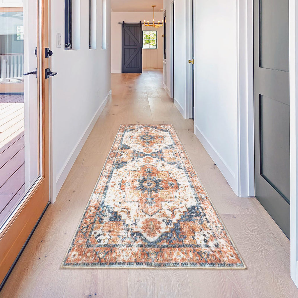 Coarir Runner Rug 2X6, Washable Hallway Kitchen Rugs, Soft Non-Slip Area Rug, Stain-Resistant Boho Vintage Carpet For Laundry Be