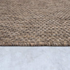 Solid Outdoor Rug For Patio Or Balcony Weatherproof In Mottled Brown, Size: 3'11' Round