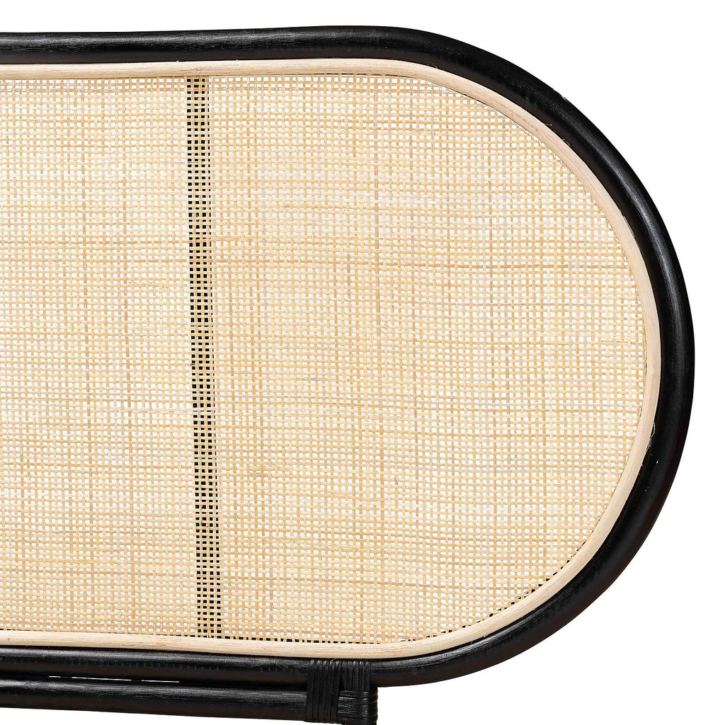 Baxton Studio Reegan Queen Rattan Headboard, 65-inch W x 1.2 -inch D x 37.4-inch H, Black/Natural Brown (232-13246-HiT)