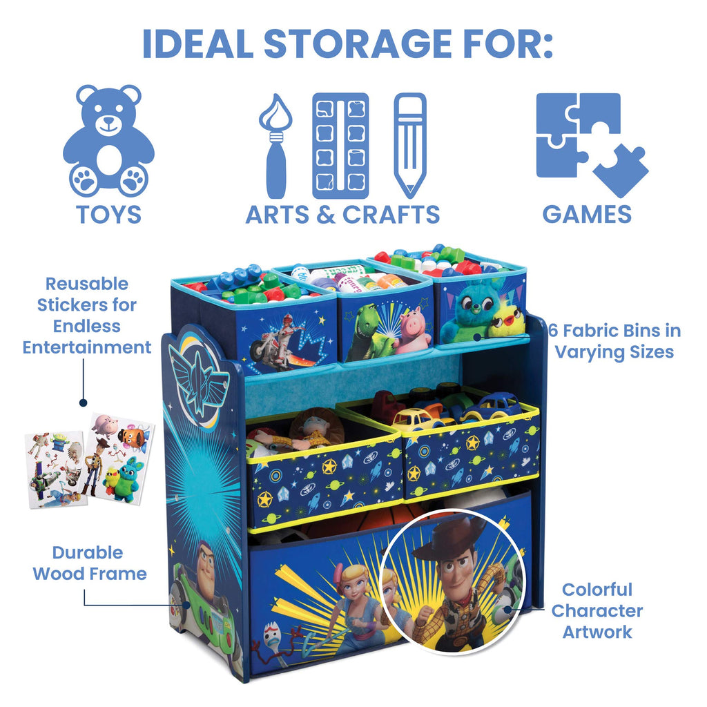 Delta Children Toy Story 4 6 Bin Design and Store Toy Organizer Fabric Toy Storage TB84403TY-1096