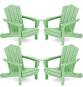 Kingyes Folding Adirondack Chair Set Of 4, Hdpe All-Weather Folding Adirondack Chair, Light Green