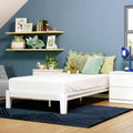 Nectar Kids Bamboo Platform Bed Frame - Full - White - Floating Center Support Legs - 12    Height - Easy Tool Free Set Up - Dur