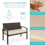 Best Choice Products Outdoor Bench 2-Person Wicker Garden Patio Benches Seating Furniture For Backyard, Porch W/Seat Cushion, 700Lb Capacity - Brown/Tan