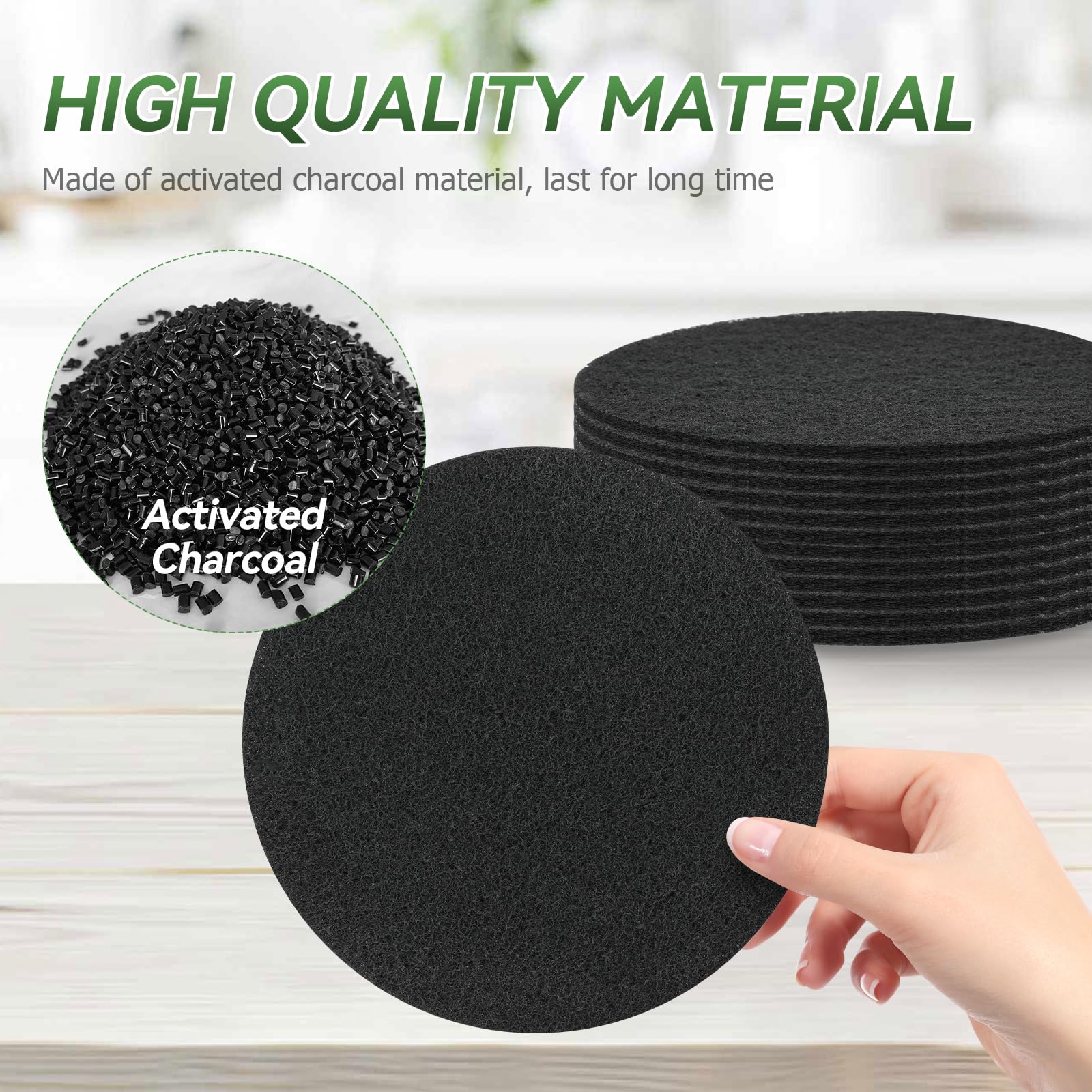 Tecreddy Compost Bin Filter - 6.7 Charcoal Filters for Kitchen Compost Bucket, Black 6-Pack, Replacement Filter