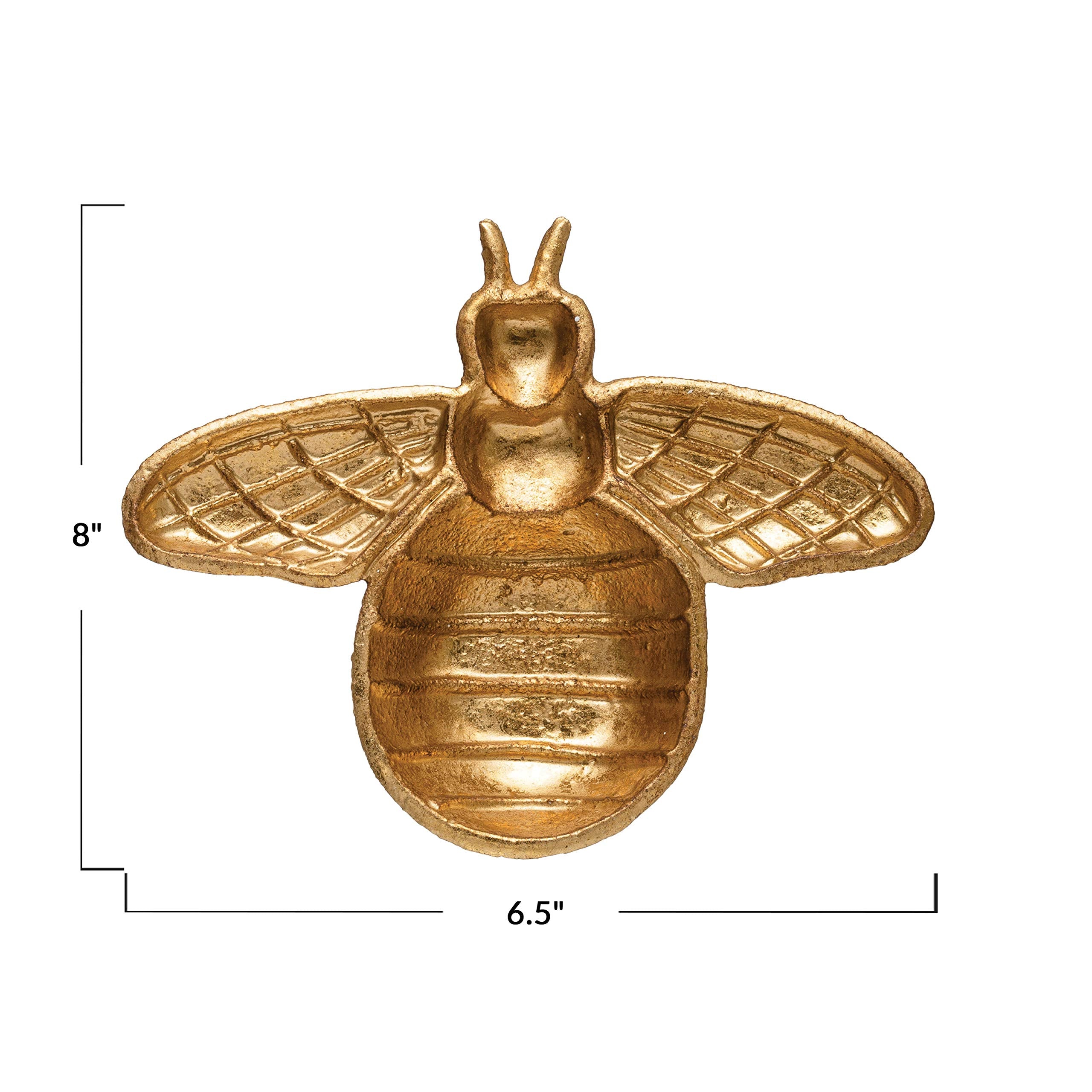 Creative Co-Op Decorative Cast Iron Gold Bee Shaped Dish