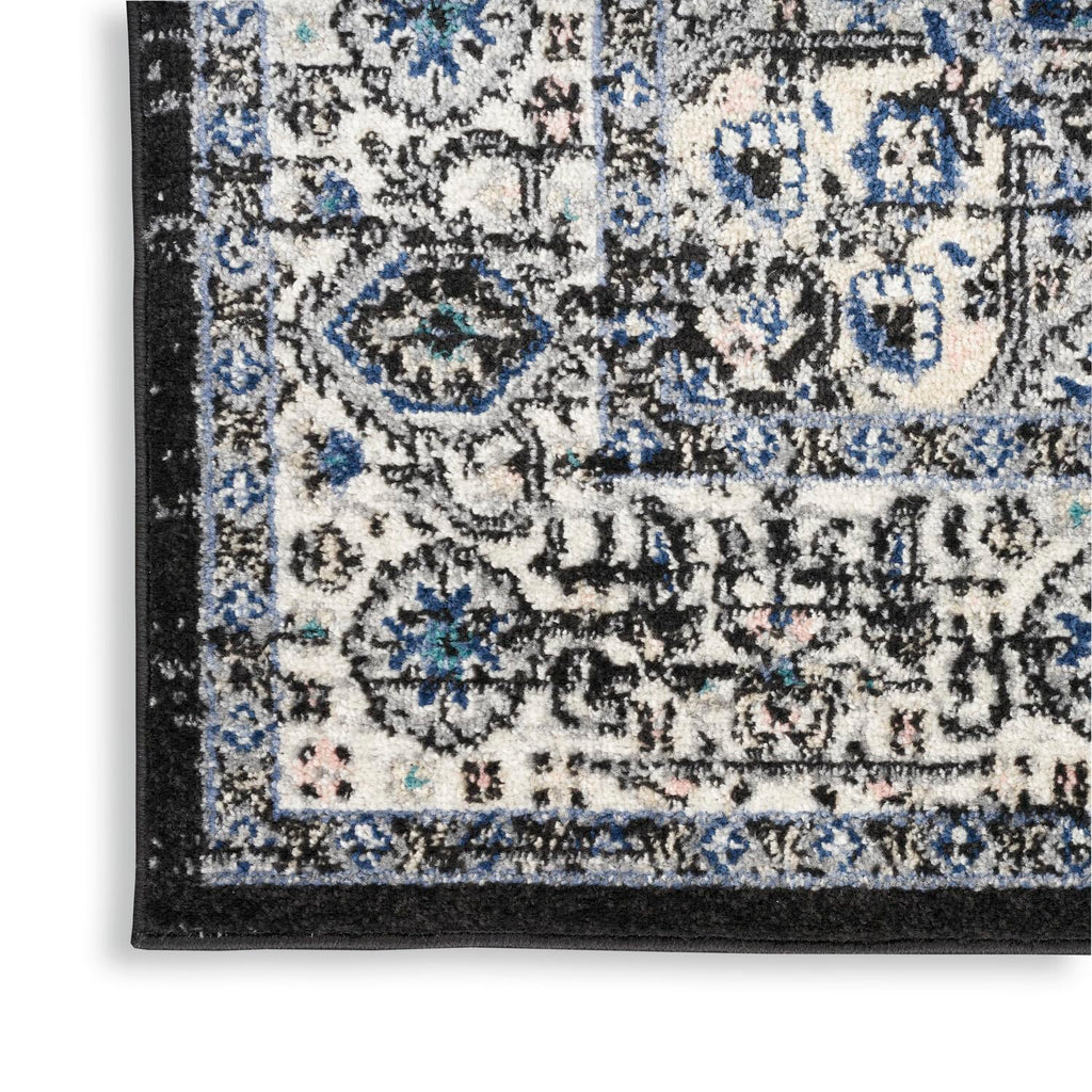 Nourison Passion Black Ivory 5'3'' X 7'3'' Area Rug, Boho, Traditional, Easy-Cleaning, Non Shedding, Bed Room, Living Room, Hall