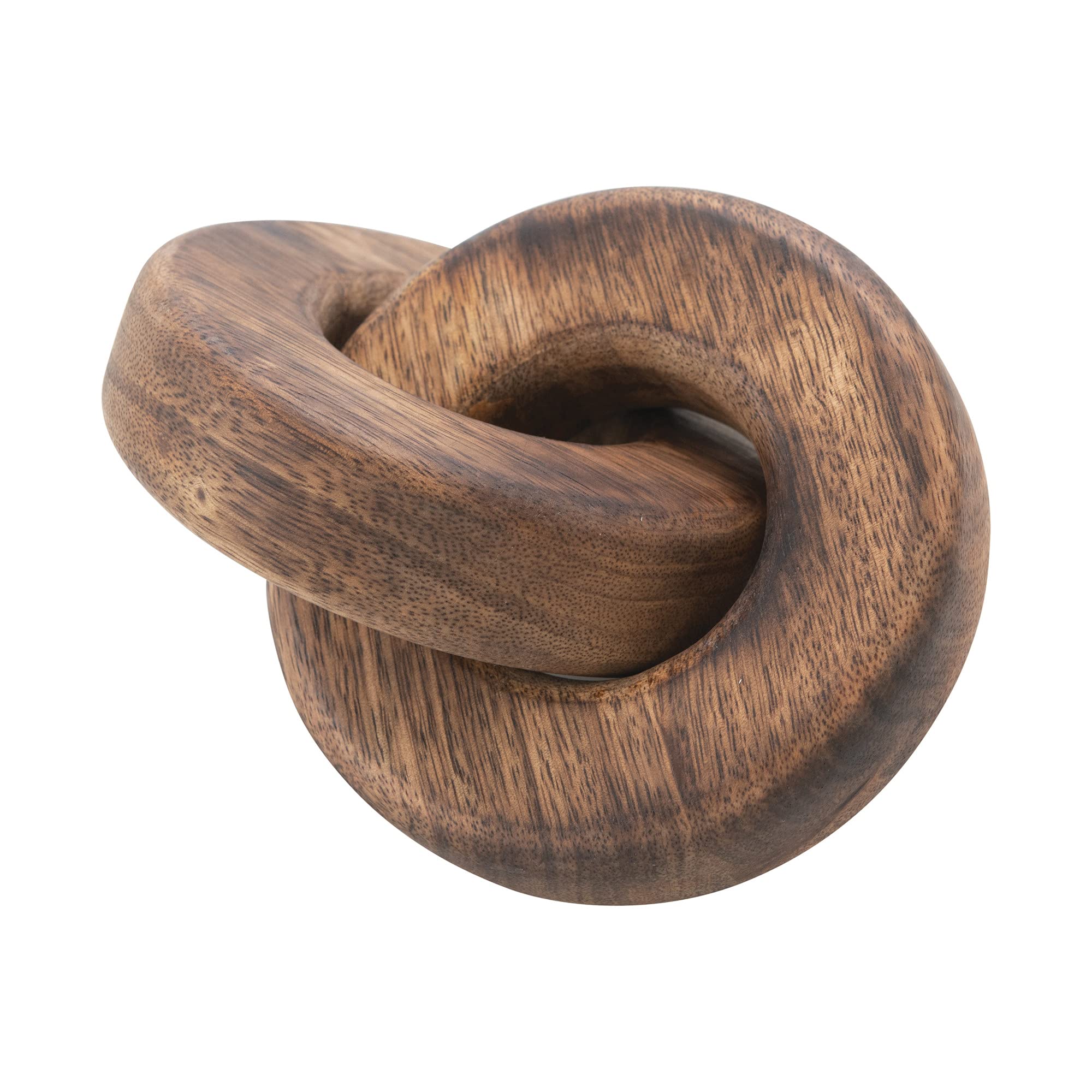 Creative Co-Op Mango Wood Chain Link, Burnt Finish D  cor, Natural