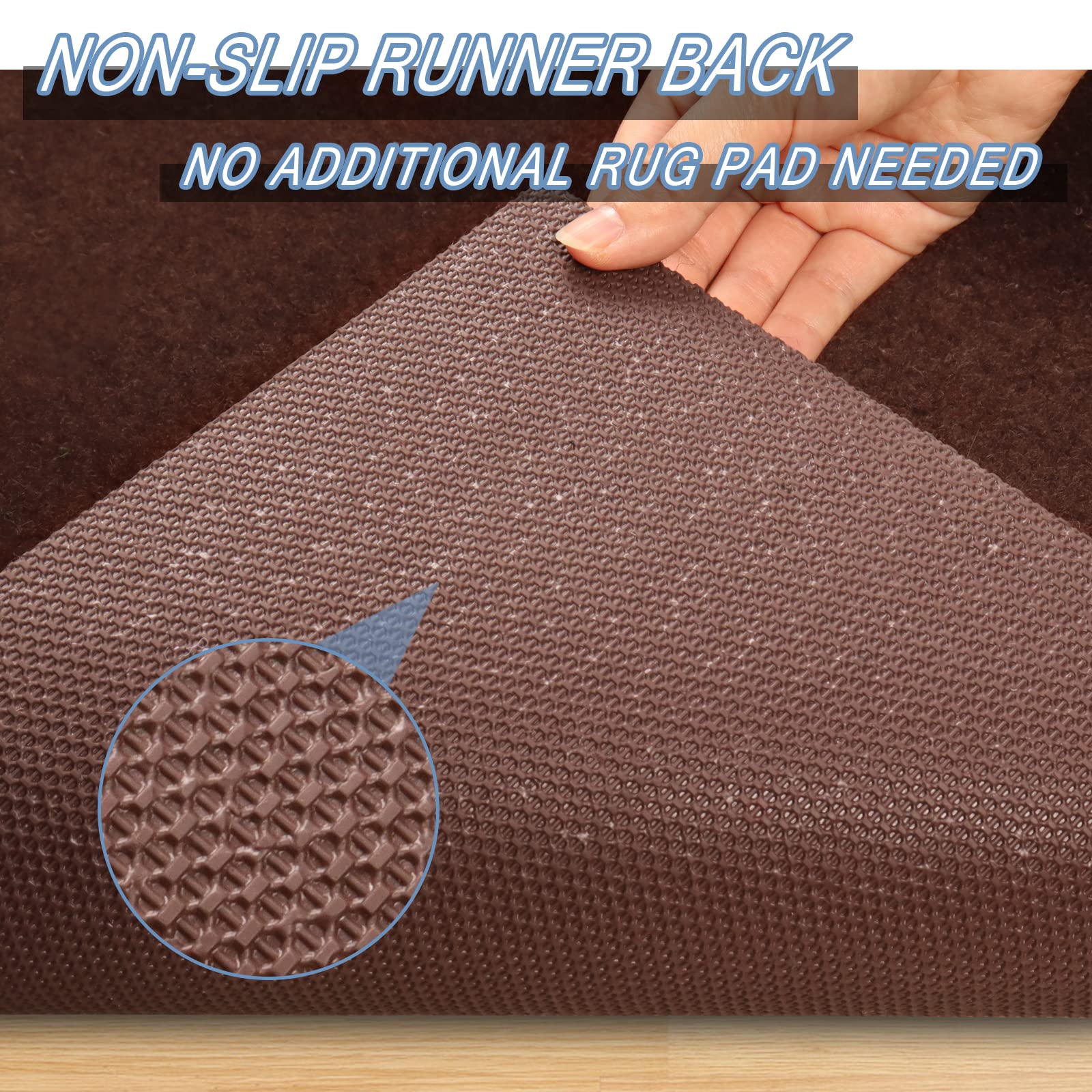 Freadem Runner Rugs 4' X 43' Indoor Outdoor Carpet Runner, Area Rugs With Anti-Slip Rubber Backing For Aisle Hallway Balcony Gar