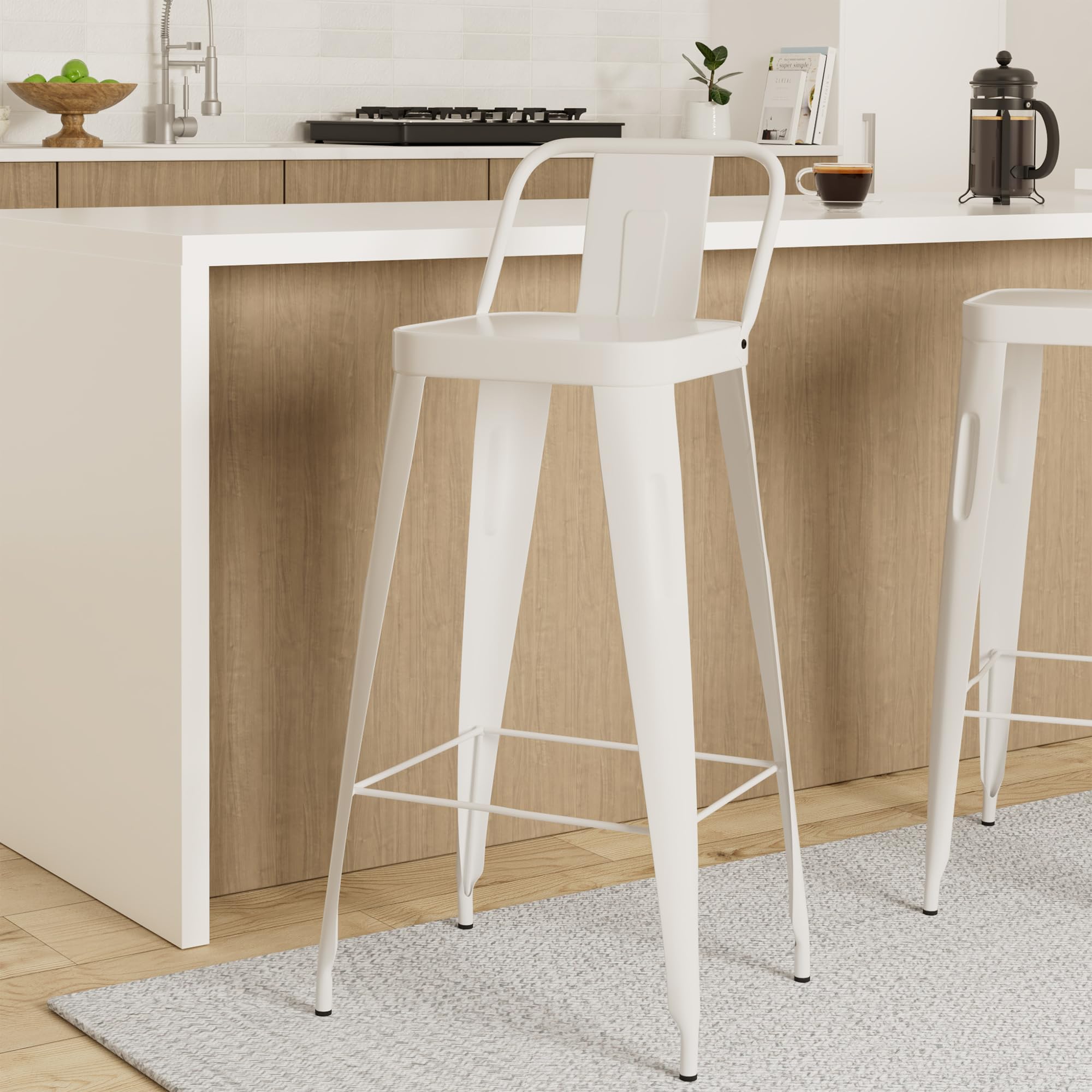 Amazon Brand  Solimo Iron Bar Stool | 44D X 36W X 99H Cms | White