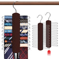 2 Pack Tie Rack for Closet, Premium Wooden Necktie Organizer Storage