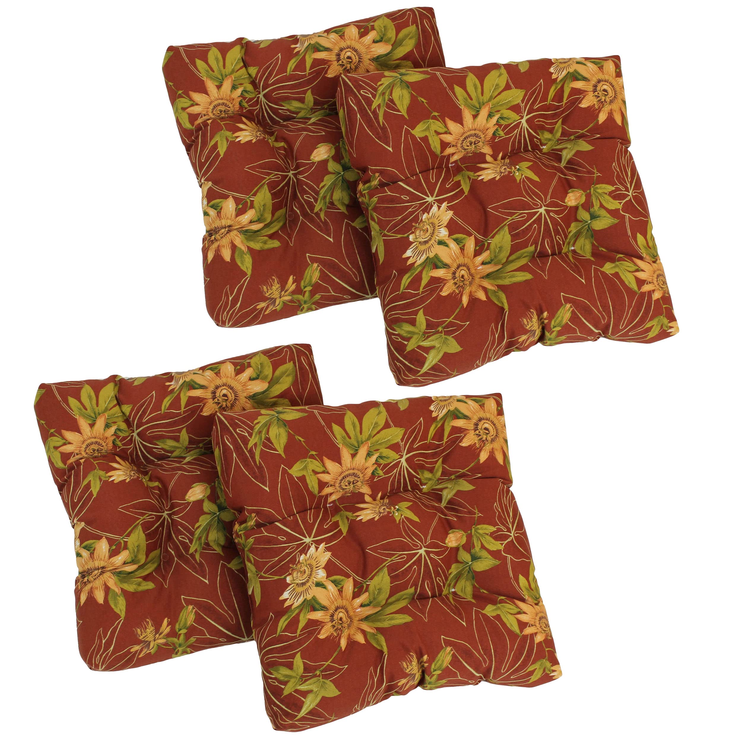 Blazing Needles Outdoor 19-inch Square Chair Cushion, 19 x 19, Passion Ruby 4 Count