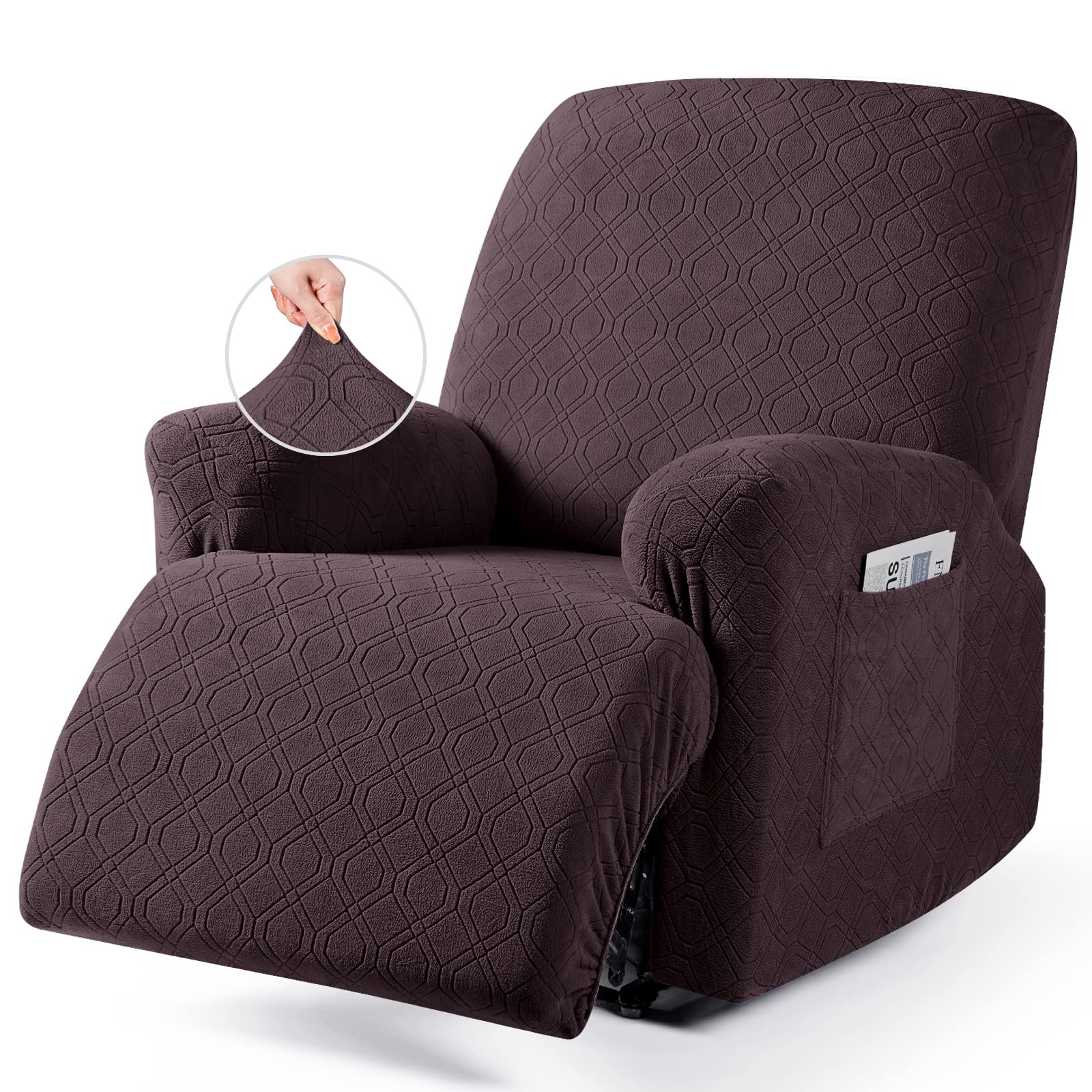 VANSOFY Recliner Chair Covers, 3-Pieces Stretch Lazy Boy Recliner Covers for Recliner Chair Soft Reclining Chair Slipcover Furni