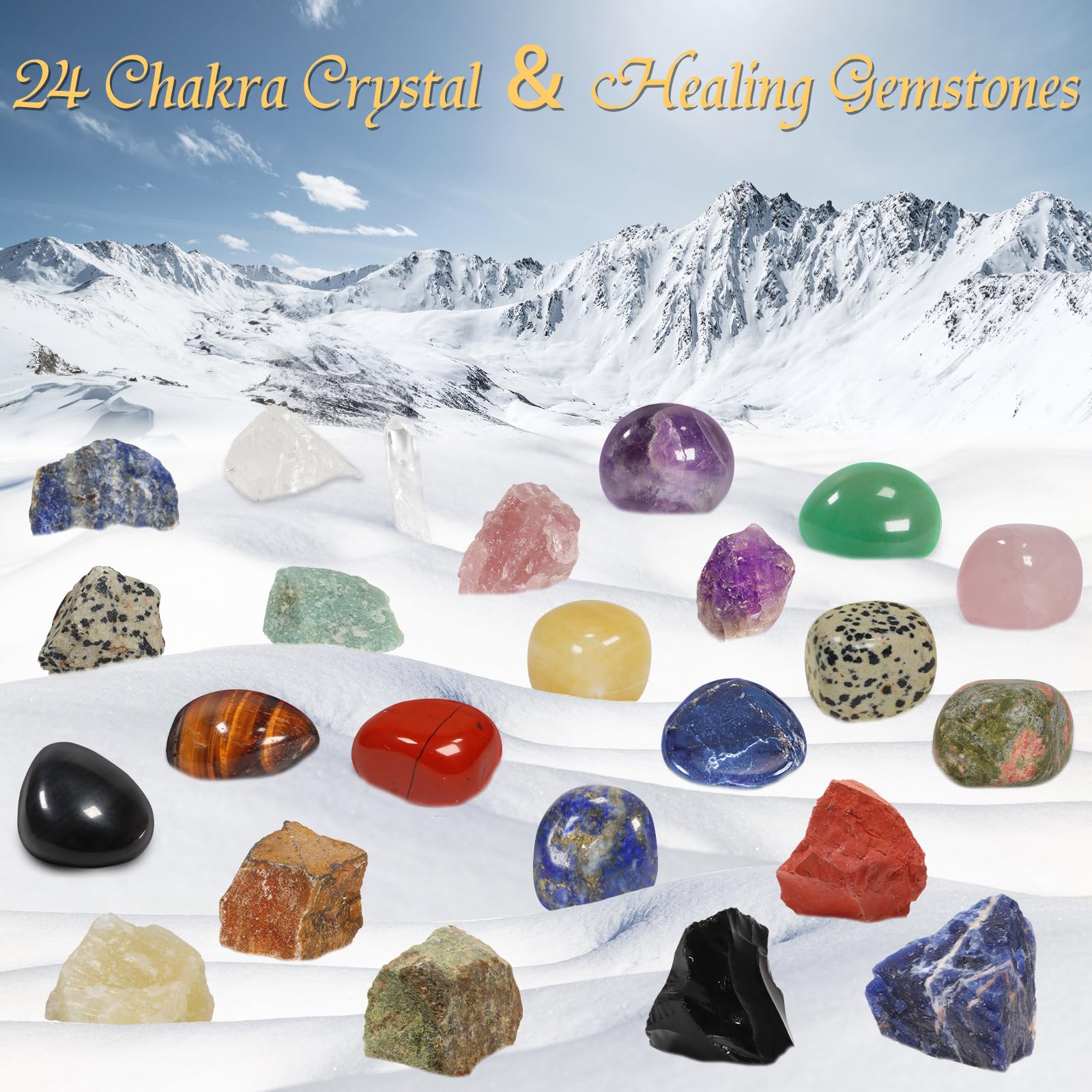 Pukamam Crystal Advent Calendar 2024 Adult Rock Healing Gemstone 24 Days Christmas Countdown Calendar