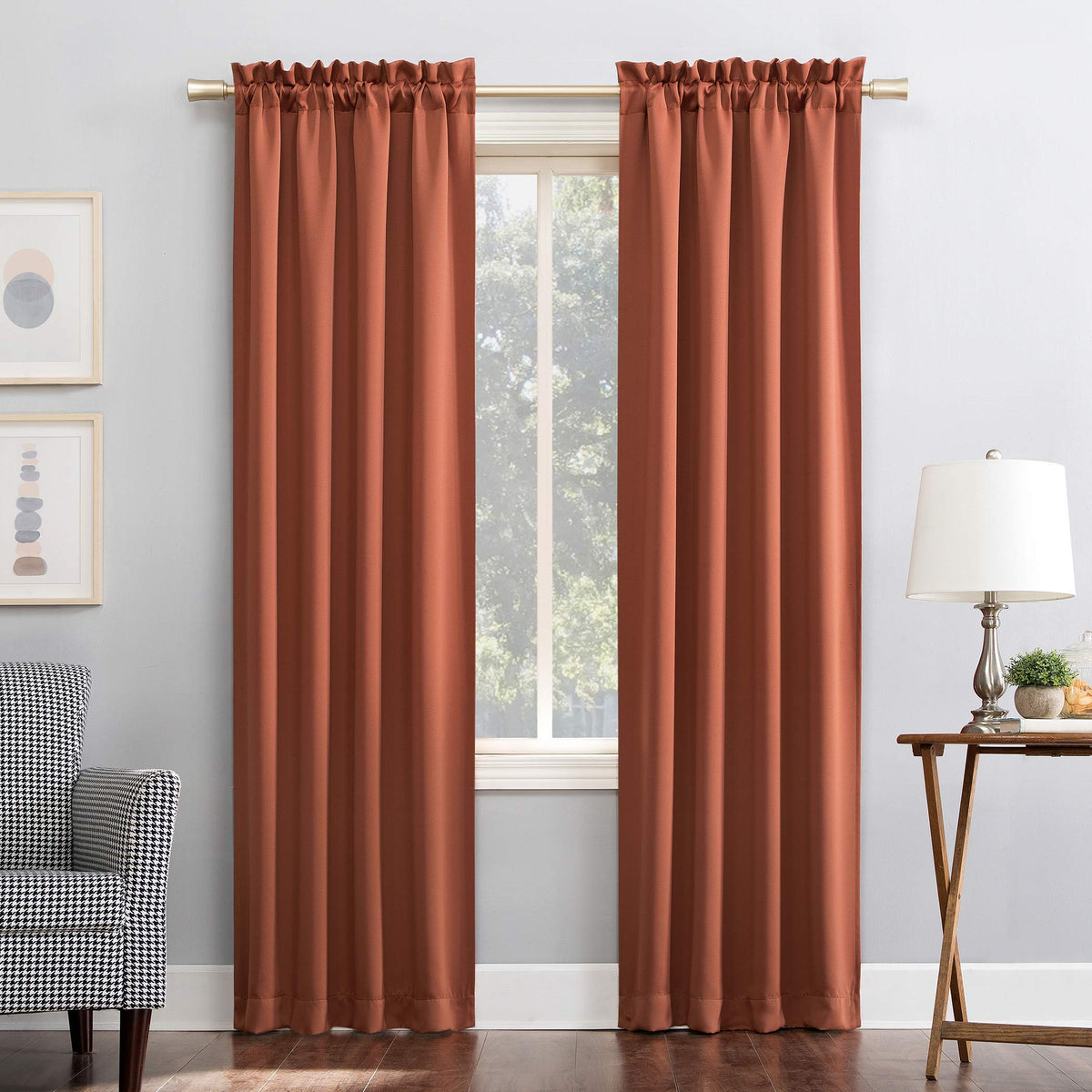 Sun Zero Easton Energy Saving Blackout Rod Pocket Curtain Panel, 40 x 84, Terracotta