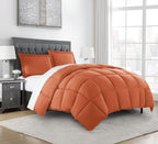 Chezmoi Collection Rust Orange Down Alternative Comforter King - 3-Piece Lightweight Comforter Set - All Seasons Microfiber Comf