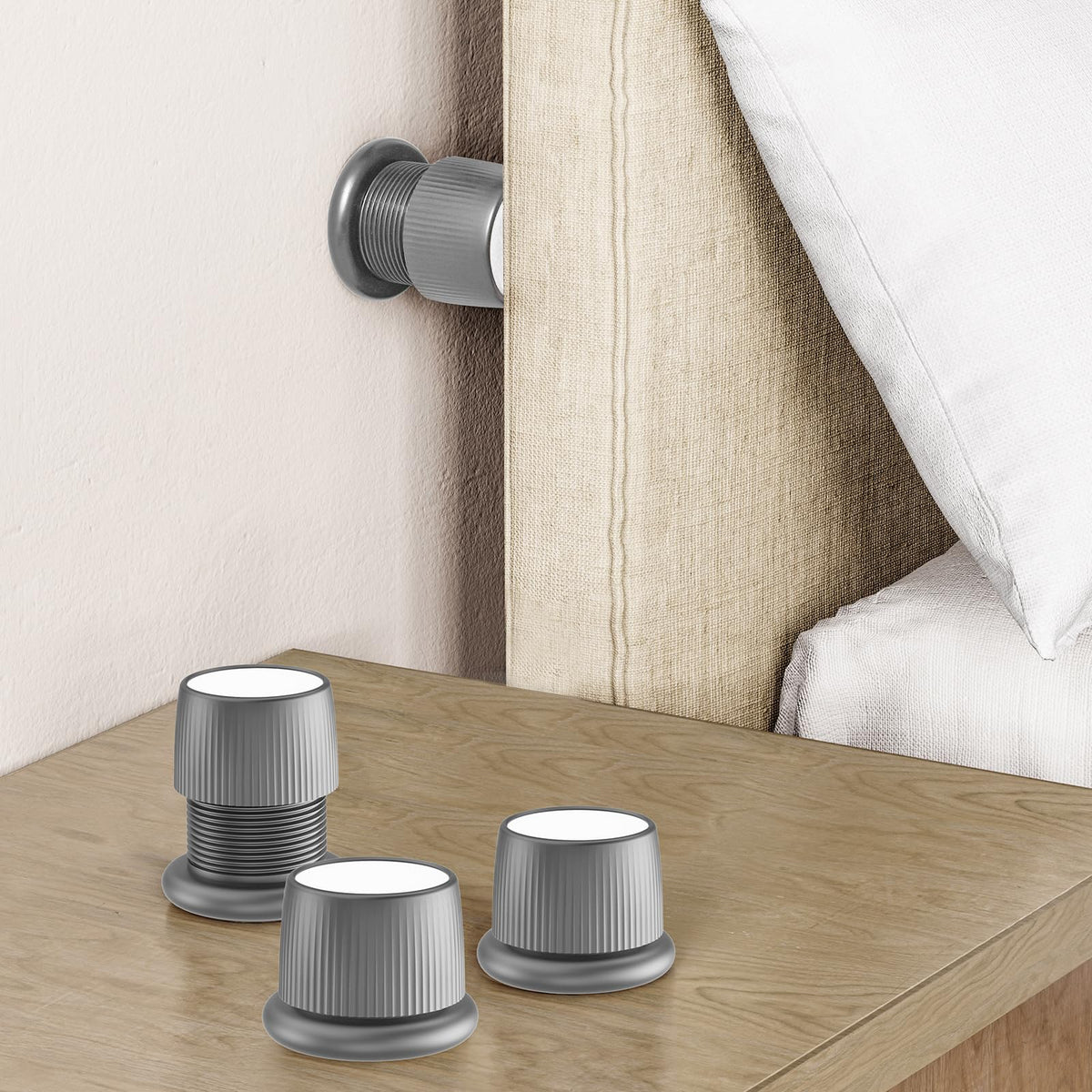 Xuenair Adjustable Furniture Bed Risers, 1.6-2.6 Inch Bed Risers Gray, Durable Plastic And Anti Slip Couch Risers 2 Inch For Sof