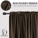 Donren Brown Coffee Half Curtains For Cafe - Room Darkening Curtain Tiers For Small Windows With Rod Pocket (52 X 36 Inch Length,2 Panels)