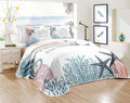 Coastal Bedding Queen Size Coastal Quilt With 2 Shams, Nautical Bedding Beach Comforter Sets Ocean Bedspreads Coastal Coverlet S