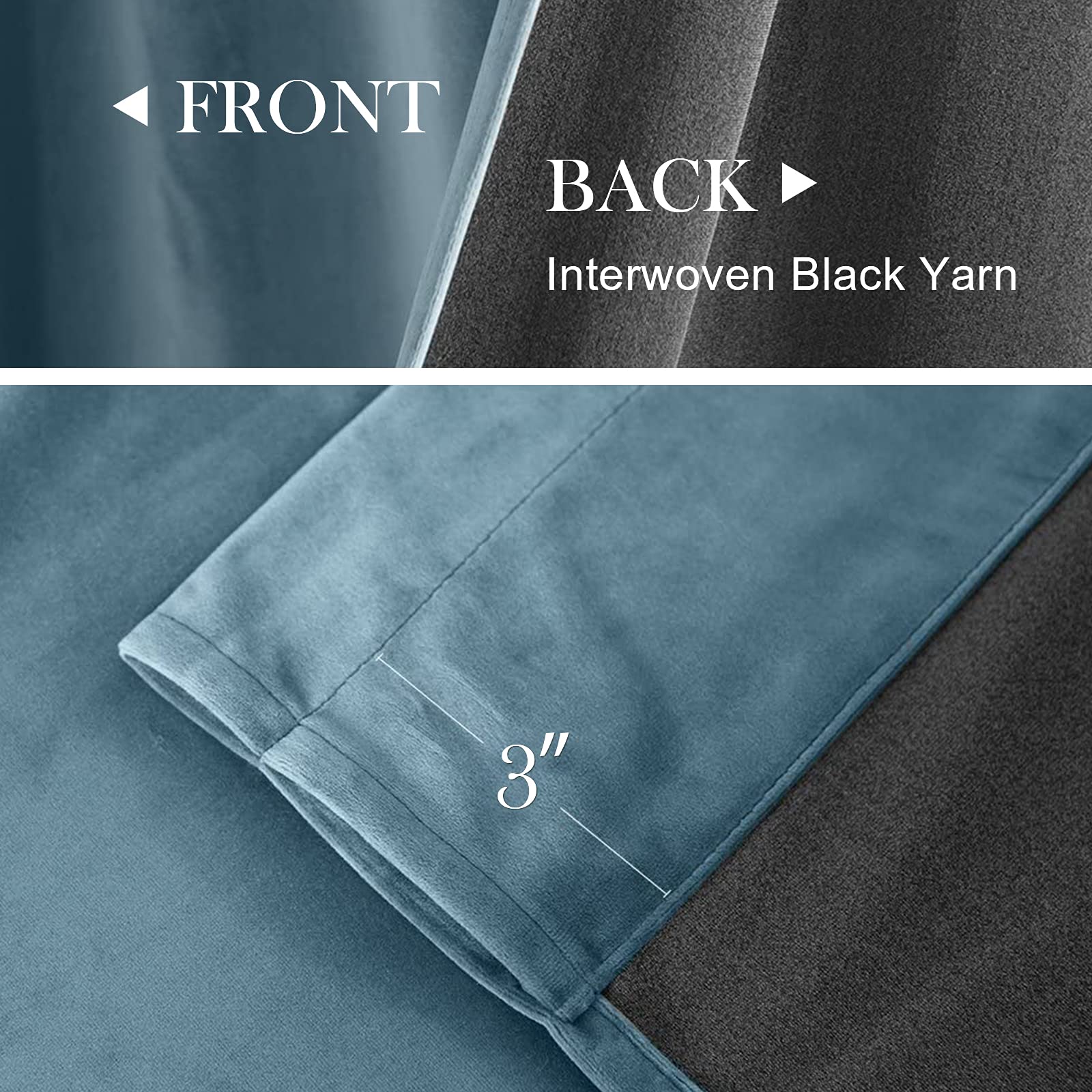 Lazzzy Velvet Blackout Curtains Blue Thermal Insulated Drapes For Bedroom Living Room Darkening 108 Inches Extra Long Window Treatments Super Soft Luxury Rod Pocket 2 Panels Dark Slate