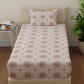 Huesland By Ahmedabad Cotton 144 Tc Bedsheets Single Bed Cotton With 1 Pillow Cover | Orange | Mandala