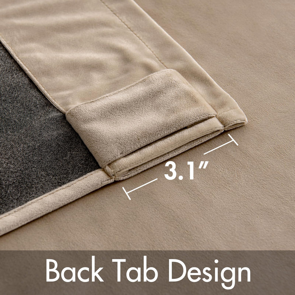 Miulee Velvet Curtains 90 Inches 2 Panels - Luxury Blackout Curtains For Bedroom Living Room Thermal Insulated Super Soft Window Drapes Rod Pocket & Back Tab, Camel Beige, W52 X L90 Inch