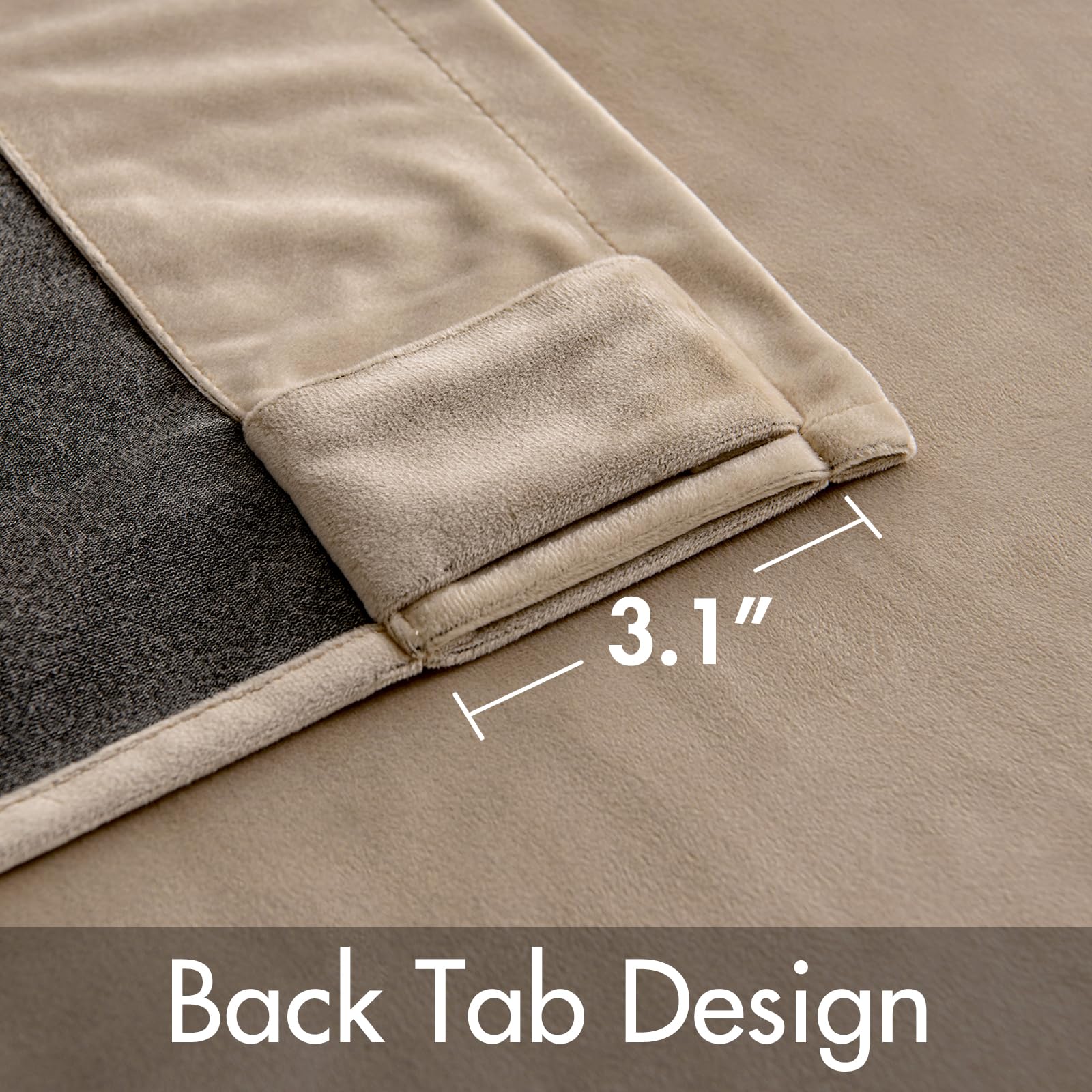 Miulee Velvet Curtains 90 Inches 2 Panels - Luxury Blackout Curtains For Bedroom Living Room Thermal Insulated Super Soft Window Drapes Rod Pocket & Back Tab, Camel Beige, W52 X L90 Inch