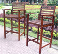 International Caravan Furniture Piece Set Of Two Highland Acacia Maine Bar Stool With Arms