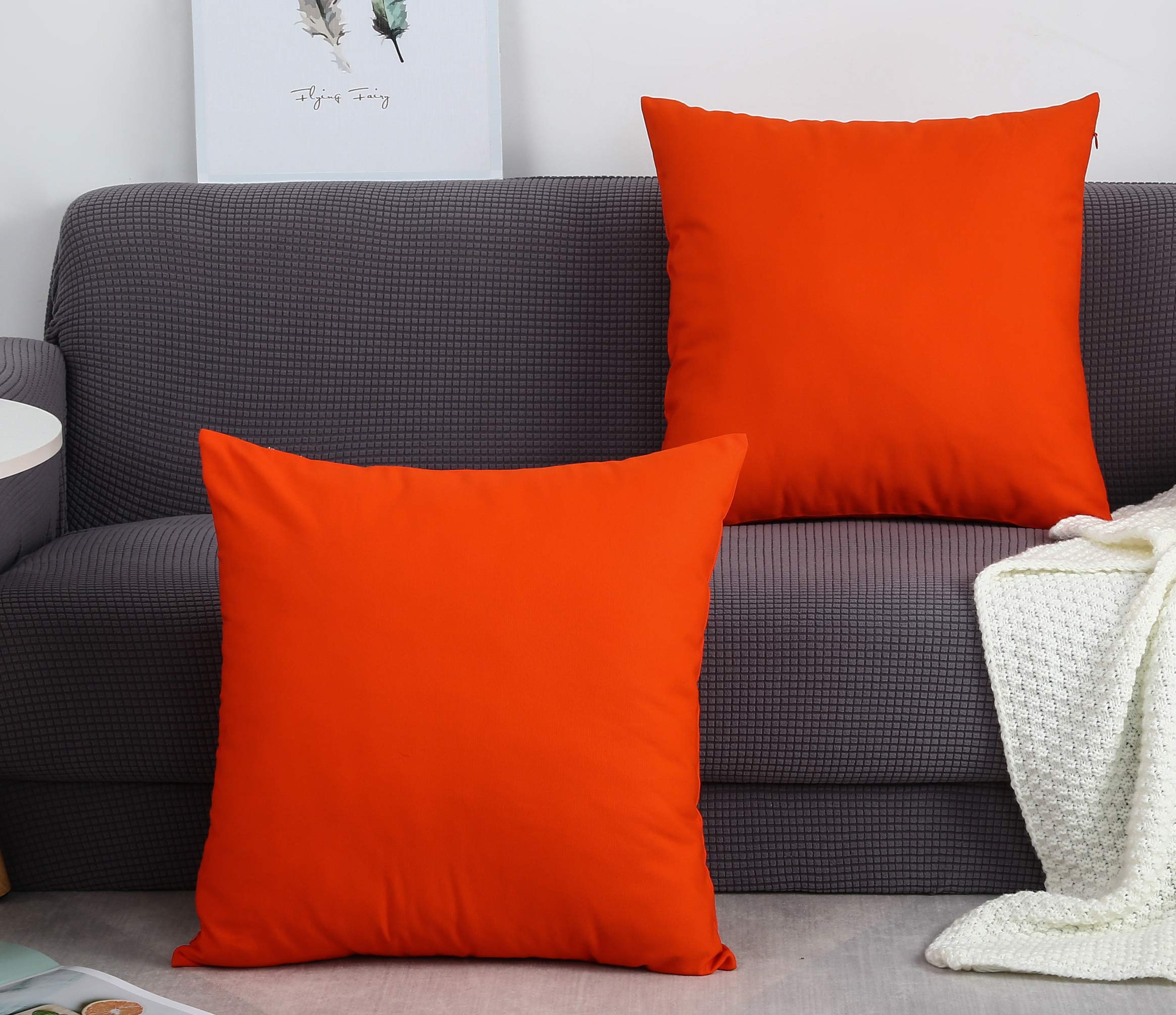 Tangdepot Handmade Decorative Solid 100% Cotton Canvas Throw Pillow Covers/Pillow Shams, (26' X26' , Deep Orange, 1 Count (Pac