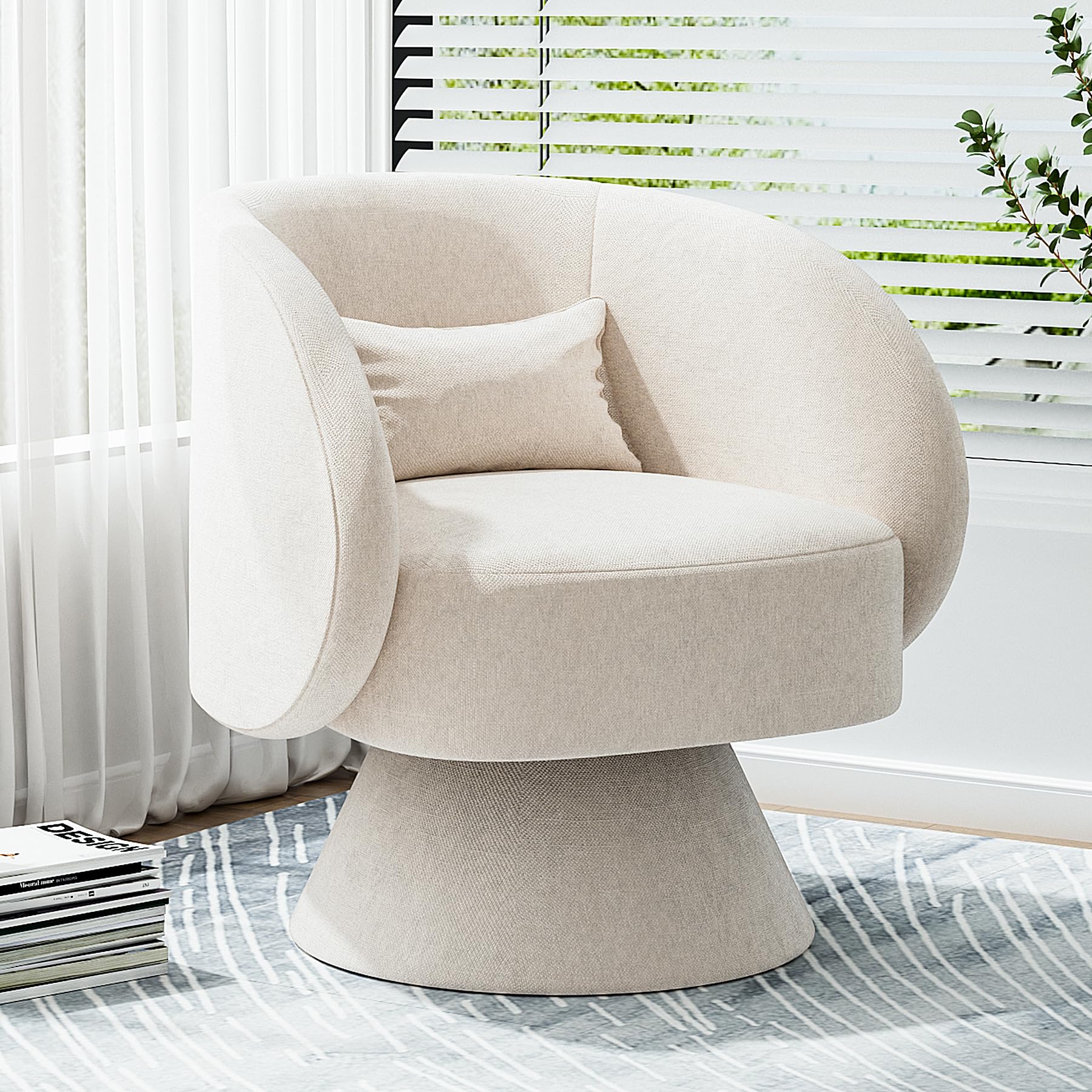 Nolohoo Swivel Barrel Chair, Upholstered Cuddle Accent Swivel Chairs for Living Room, Comfy 360 Degree Modern Small Round Sofa S
